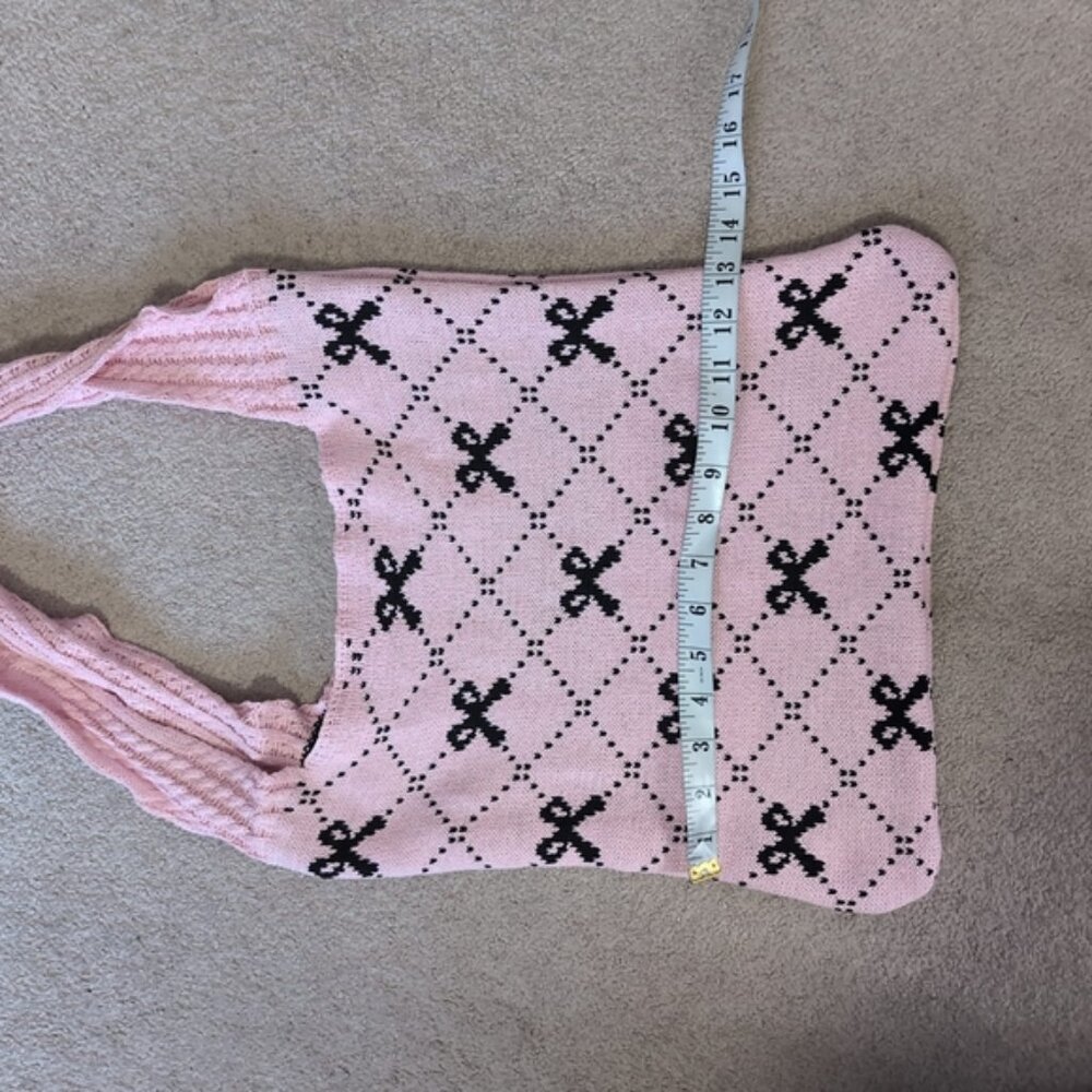 NWT Boutique Barbie Coquette Lolita Cosplay Bow Ribbon Knit Tote Bag - Picture 4 of 5